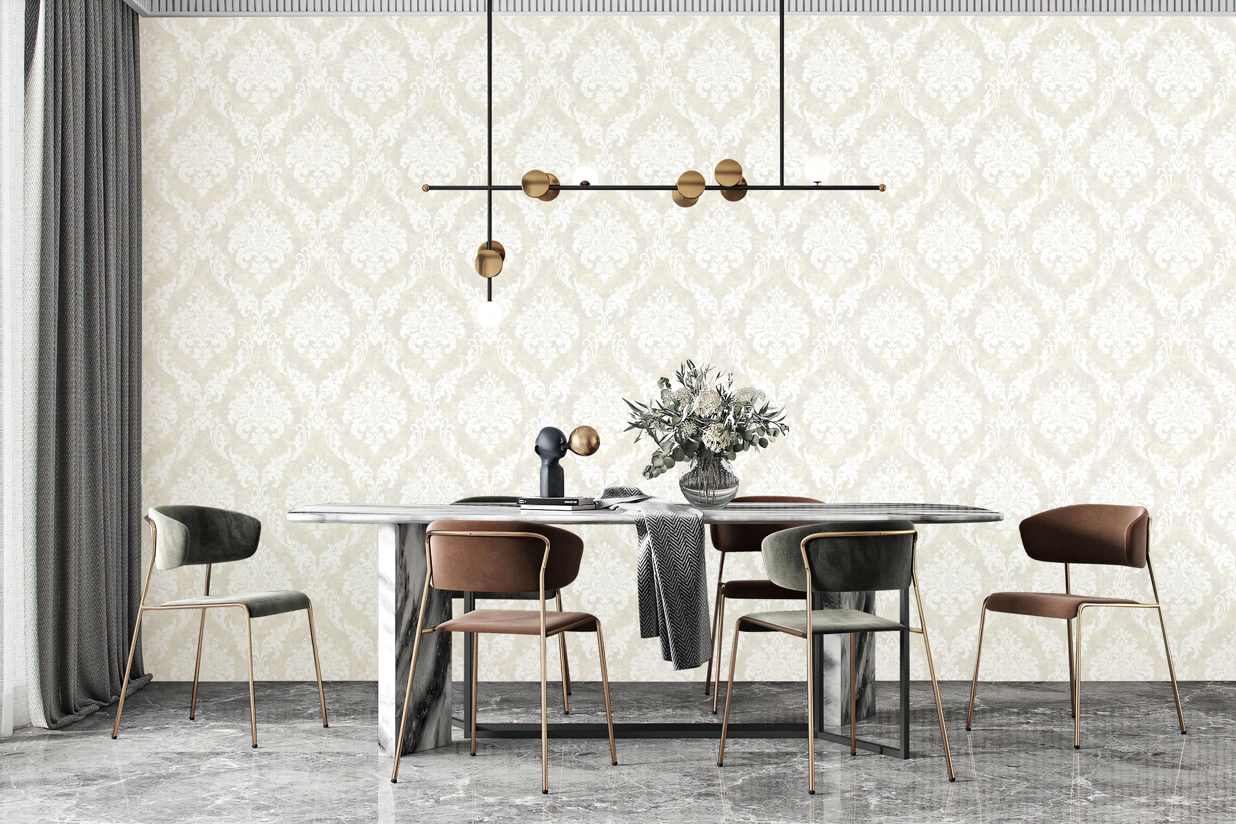 Classic design beigenon woven Wallpaper